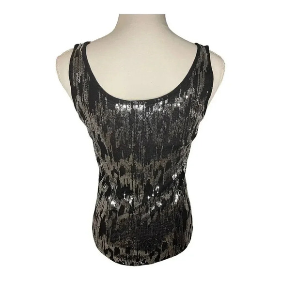 Calvin‎ Klein Women’s Small Sequined Black & Silver Sparkle Sleeveless Tank Top - Picture 3 of 4
